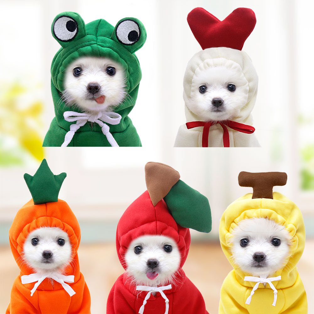 Cute Fruit Dog Clothes for Small Dogs Hoodies Winter Warm Fleece Pet Clothing Puppy Cat Costume Coat for French Chihuahua Outfit